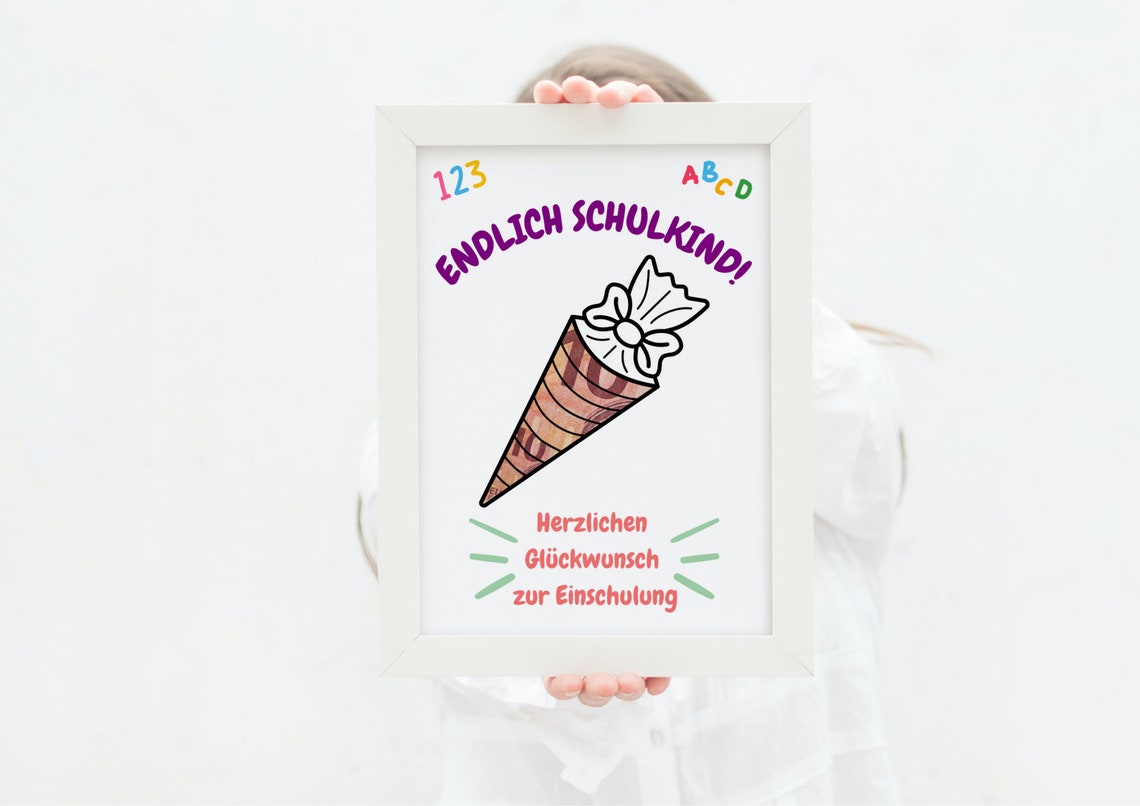 Back to School Money Gift Card School Cone First Day Keepsake Poster - Image 3