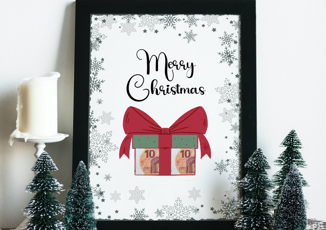 Merry Christmas Money Gift Box With Snowflakes Keepsake Poster - Image 4