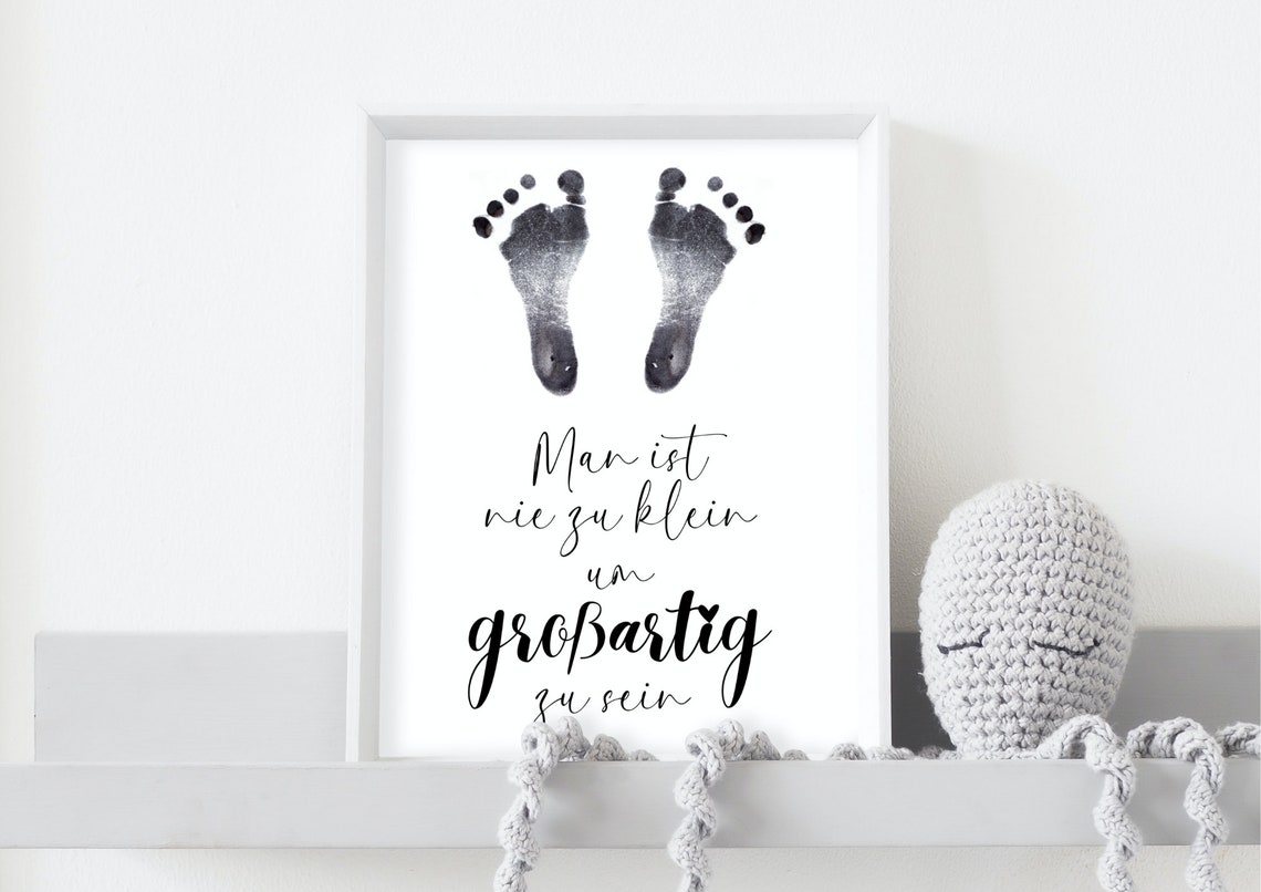Sweet German Baby Footprint Quote Never Too Small Keepsake Poster - Image 4