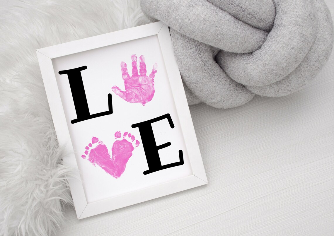 Love Handprint and Footprint Nursery Art Print - Image 3