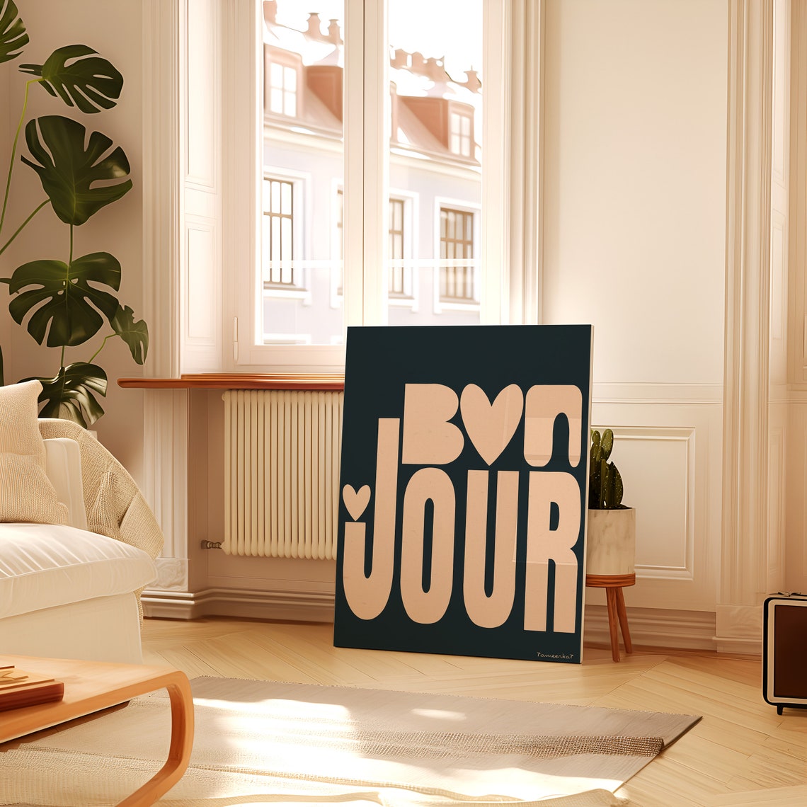 Bonjour Modern Bold Typography Poster Print, French Decor - Image 2