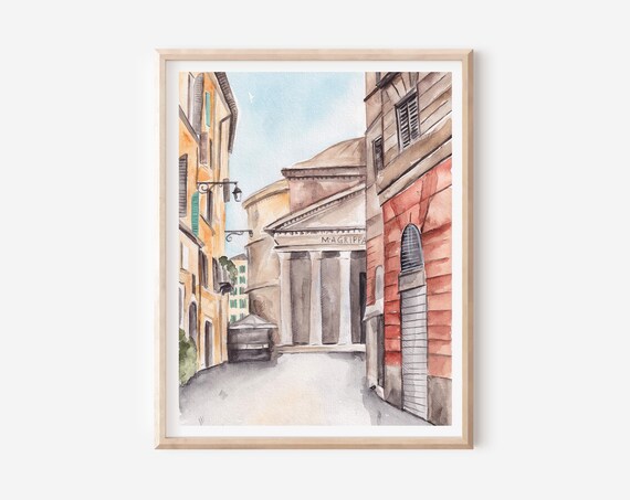Rome Pantheon Travel Poster, Architecture Print