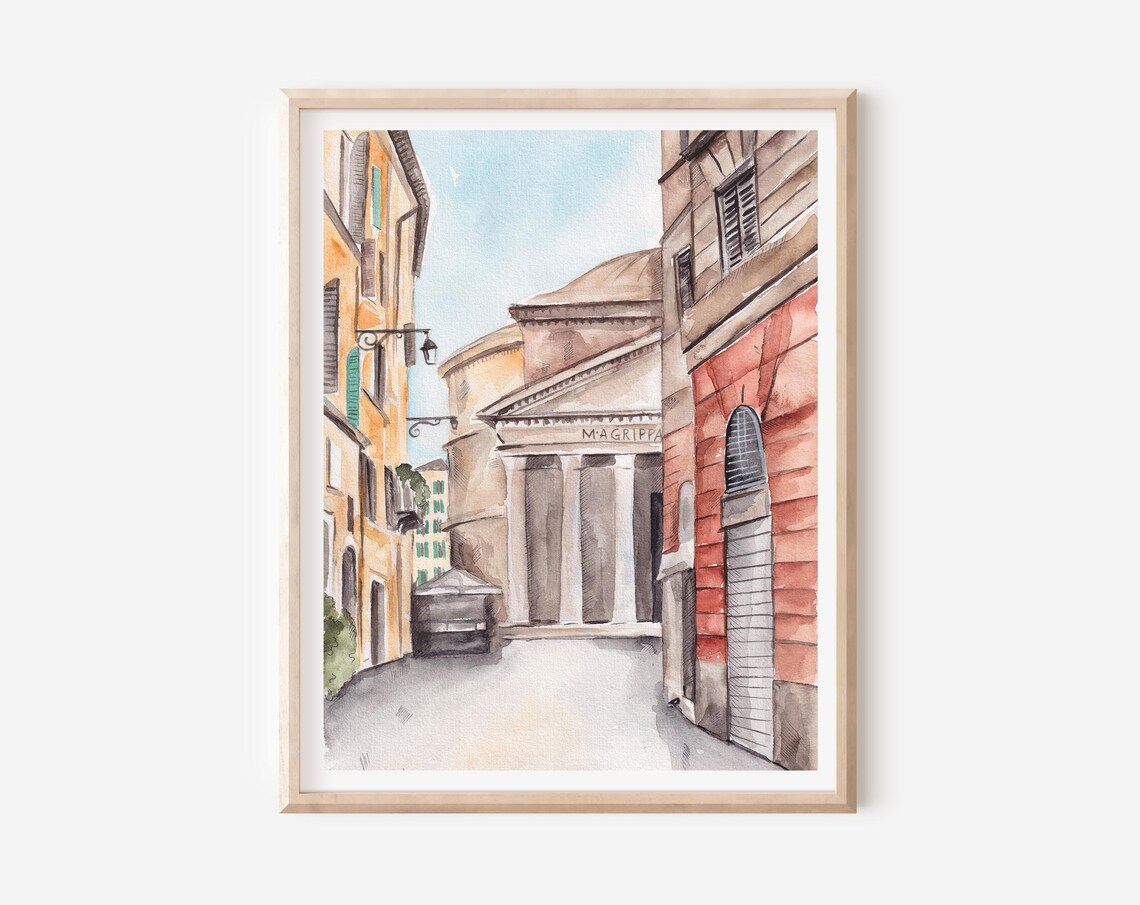 Rome Pantheon Travel Poster, Architecture Print