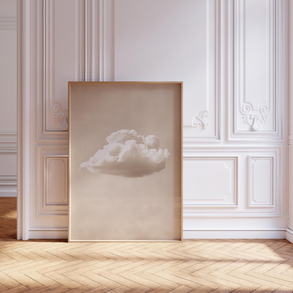 Minimalist Cloud Poster, Scandinavian Neutral Abstract