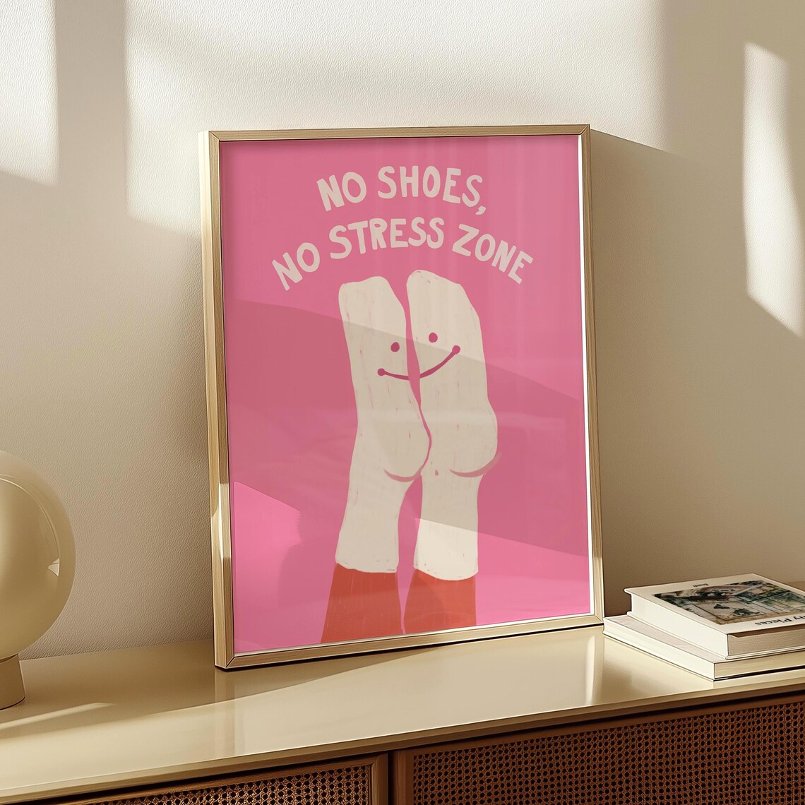 No Shoes Stress Zone Funny Entryway Sign Art Print