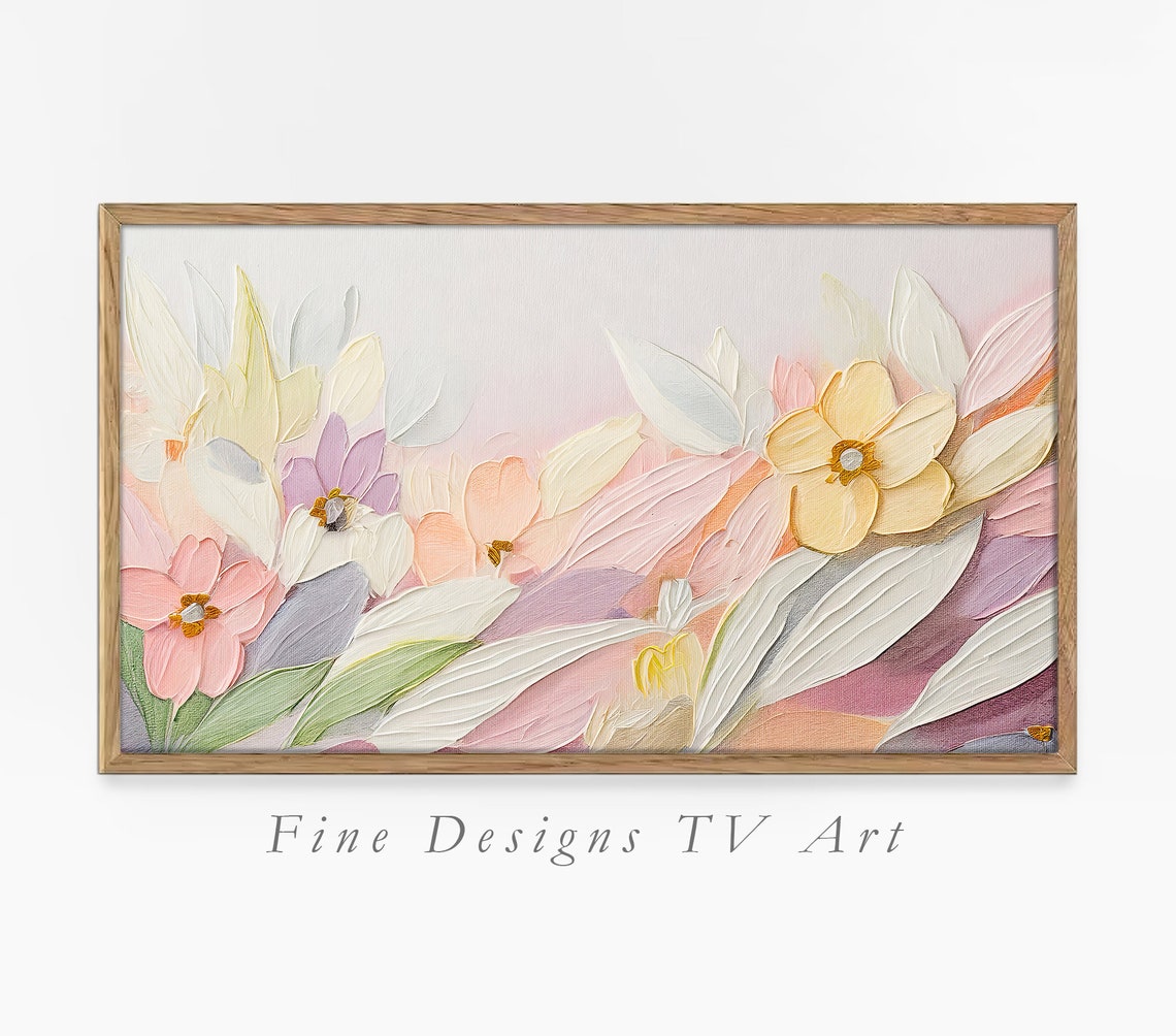 Elegant Pastel Blooms Yellow Pink Lavender Textured Floral Art Poster