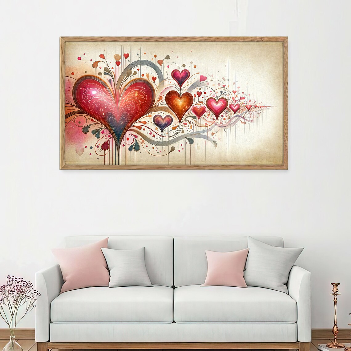 Whimsical Swirling Hearts Romantic Valentine Love Art Wall Poster - Image 2