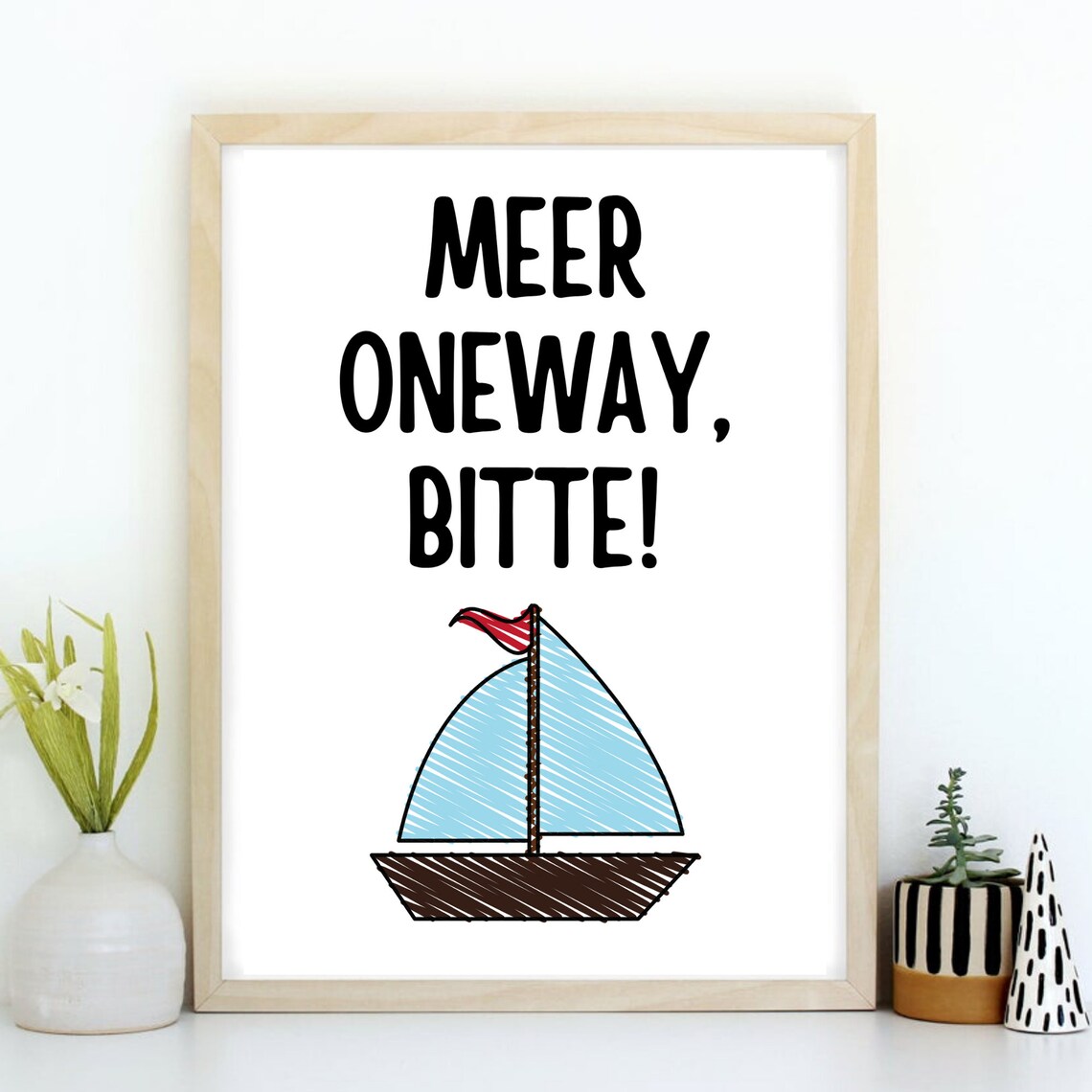Meer Oneway Bitte Sailboat German Sea Quote Poster Wanderlust Travel - Image 2
