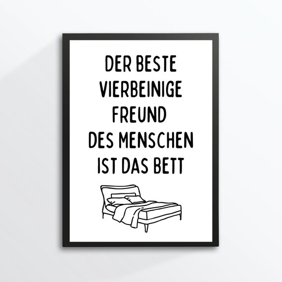 Din A4 Art Print Without Frame Funny Saying Mans Best Friend Bed Bedroom Sleeping Tired Picture Poster Gift