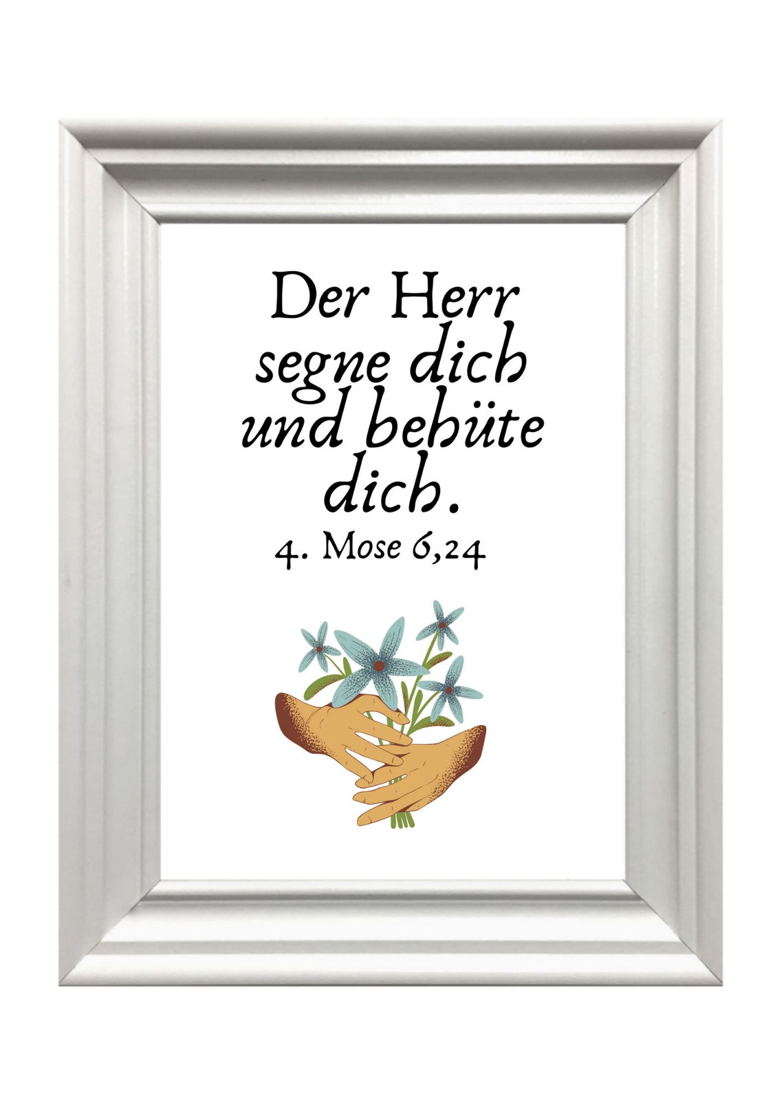 Bible Verse Blessing Mose 6 24 Hands Flowers Religious Poster - Image 3
