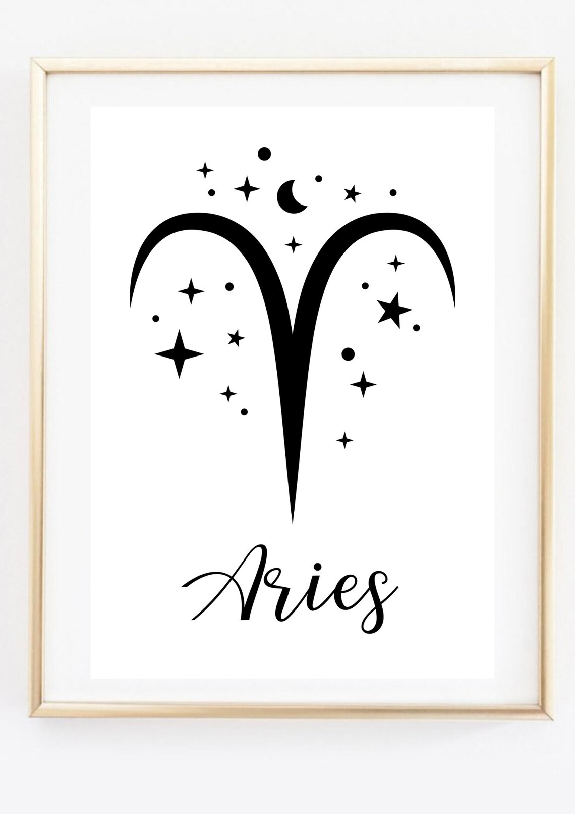 Aries Zodiac Symbol Starry Script Celestial Astrology Wall Decor Poster - Image 2