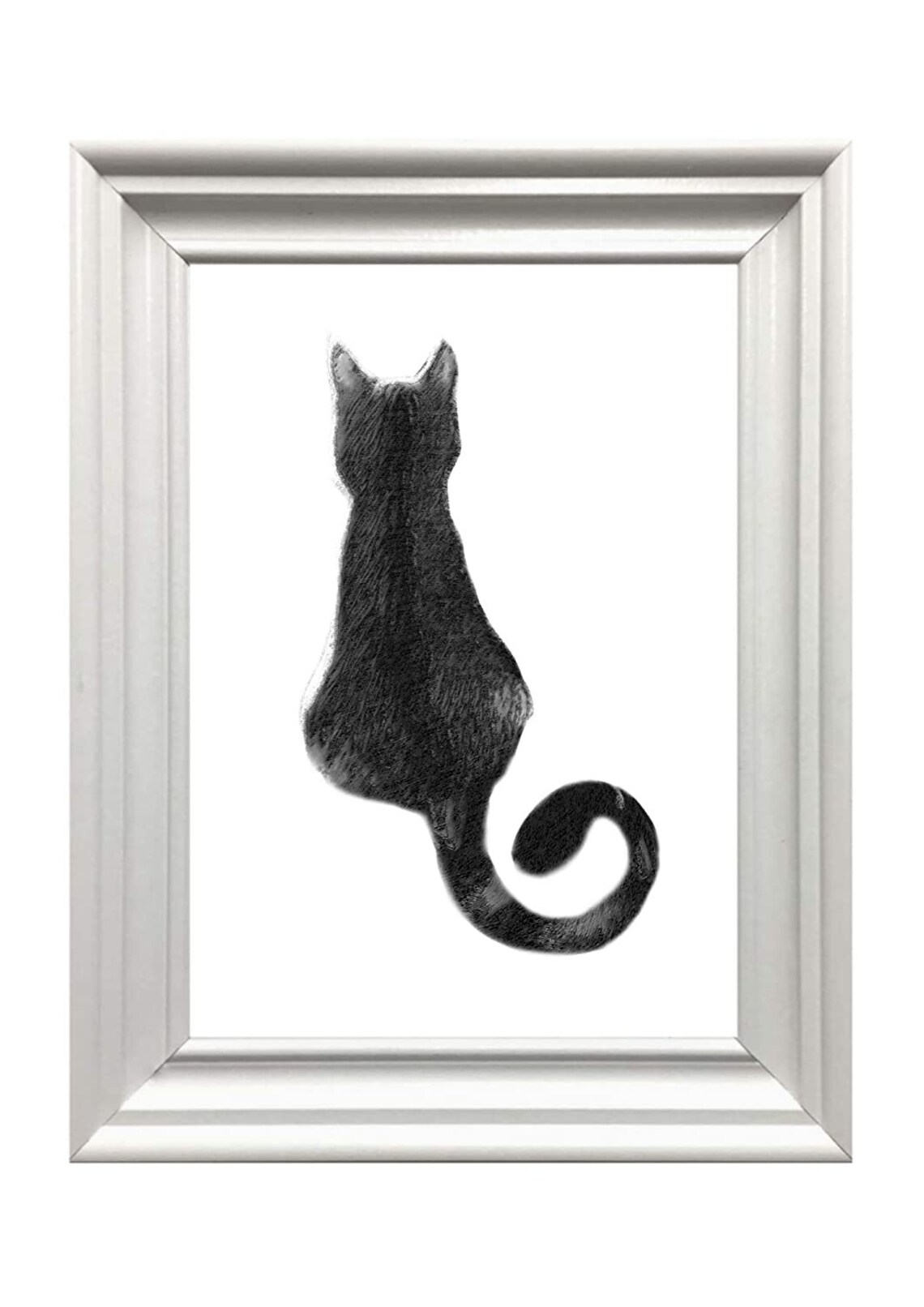 Black Cat Rear View Watercolor Minimalist Sitting Cat Art Print - Image 3
