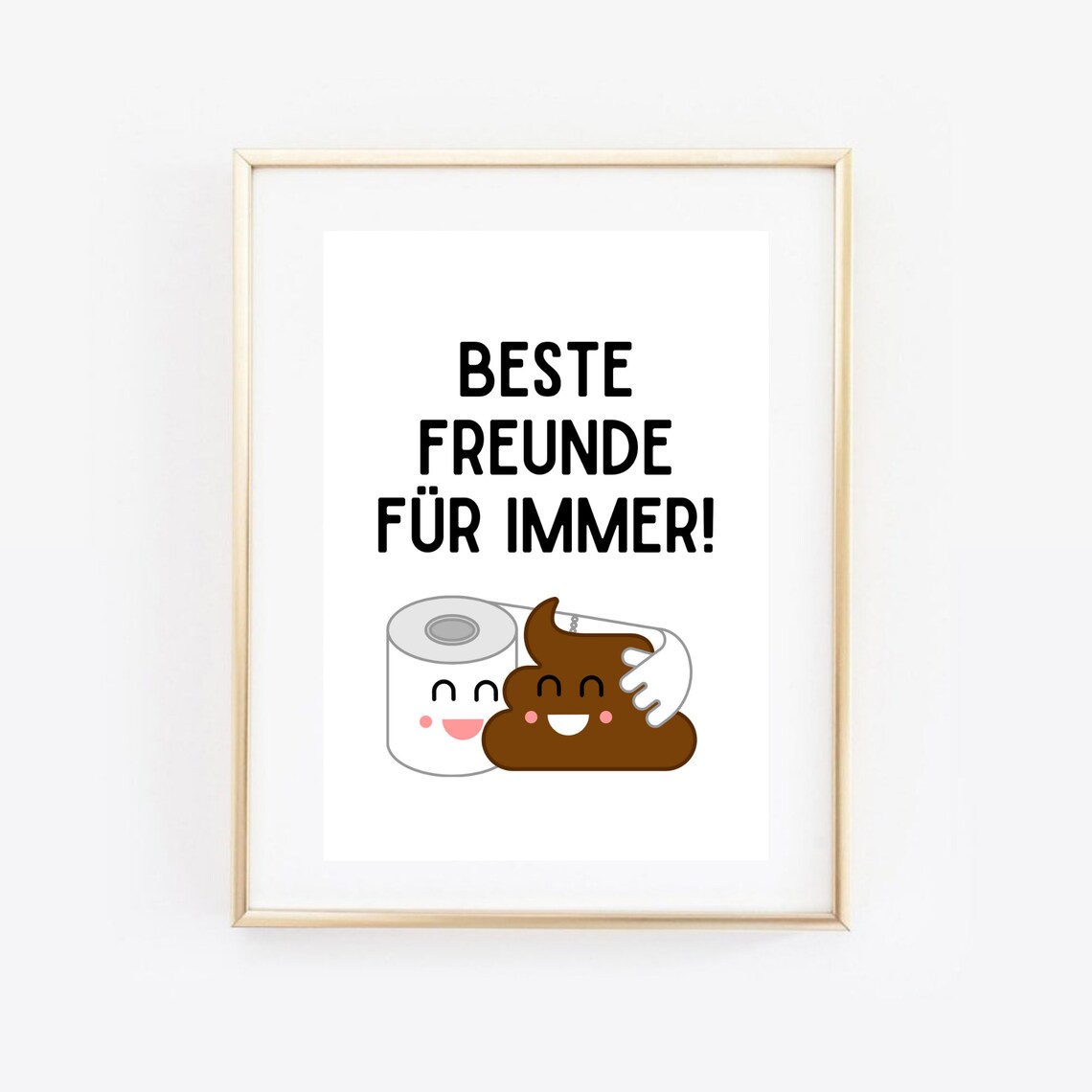 Funny Best Friends Forever Toilet Paper Poop Cartoon Humor Poster