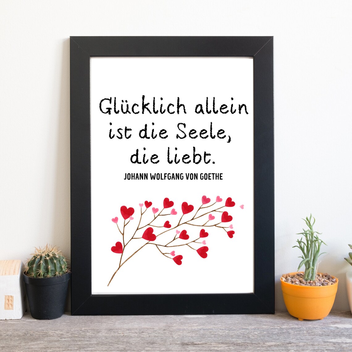 Happy Soul That Loves Goethe Quote Heart Tree Watercolor Love Poster - Image 3