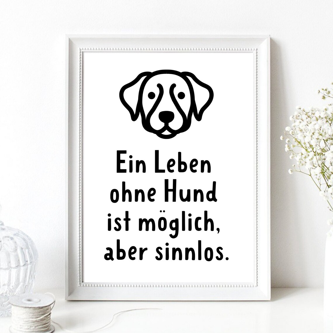 Life Without Dog Saying Line Art Dog Lover Gift Funny Pet Wall Poster - Image 3