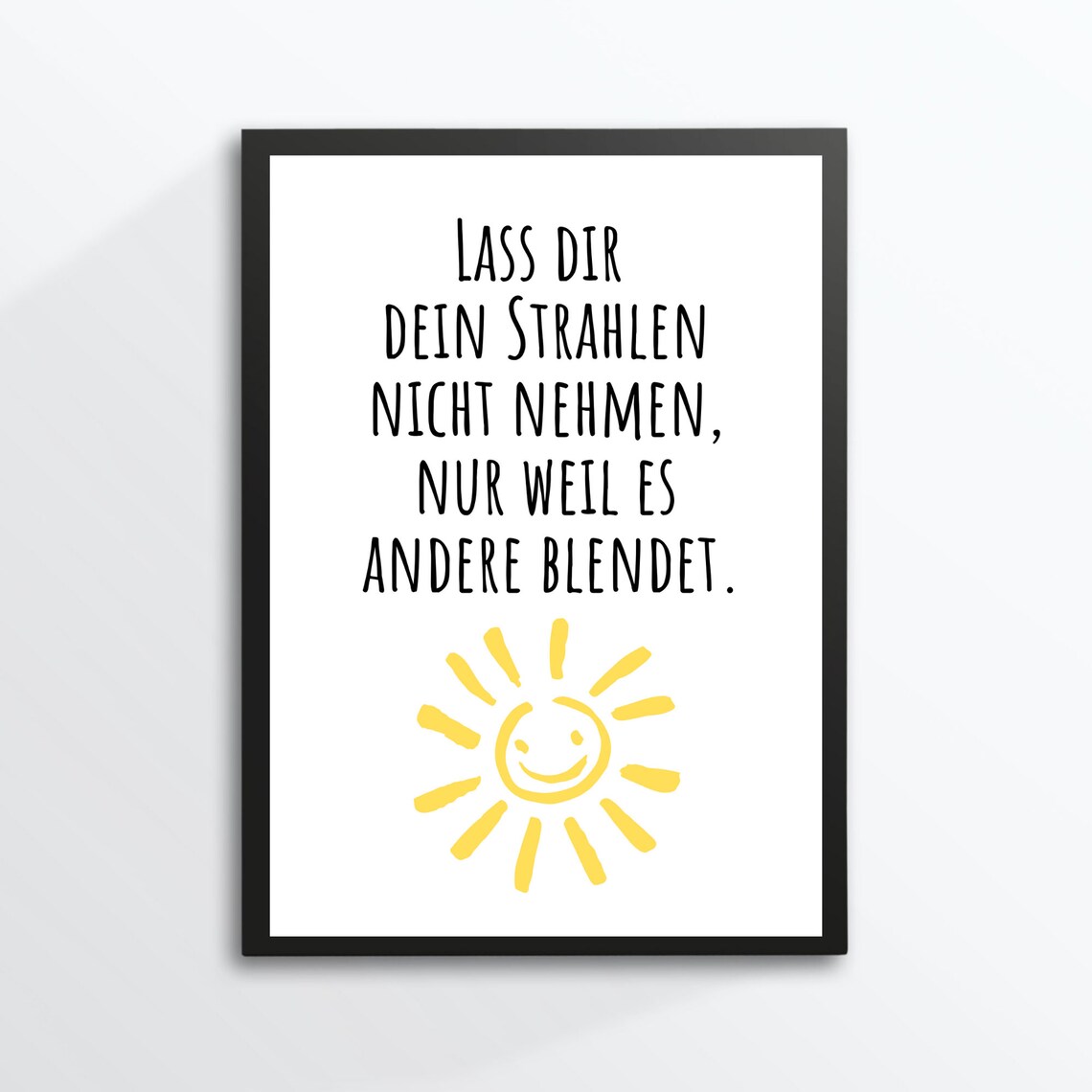German Keep Shining Quote Smiling Sun Typography Kids Room Art Poster
