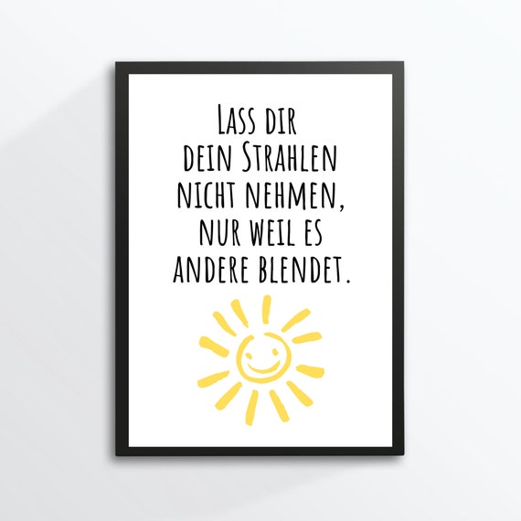 Din A4 Art Print Unframed Saying Dont Let Your Radiance Be Taken Away From You Motivation Joy Of Life Sun Typography Picture Poster Gift
