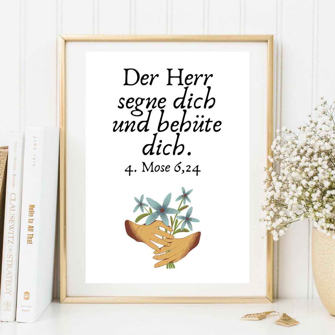 Bible Verse Blessing Mose 6 24 Hands Flowers Religious Poster - Image 4