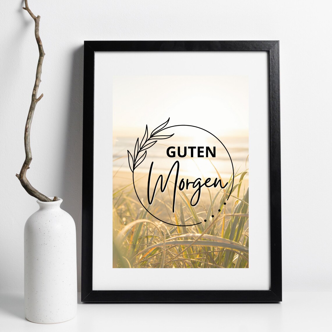 Guten Morgen Beach Dune Sunrise Photo German Morning Greeting Poster - Image 2