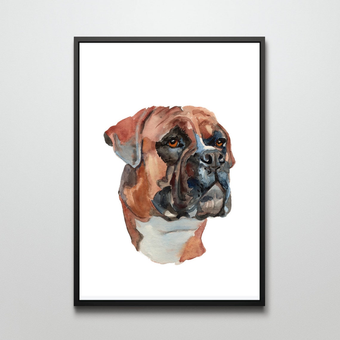 Boxer Dog Rust Watercolor Portrait Head Dog Breed Lover Wall Art - Image 2