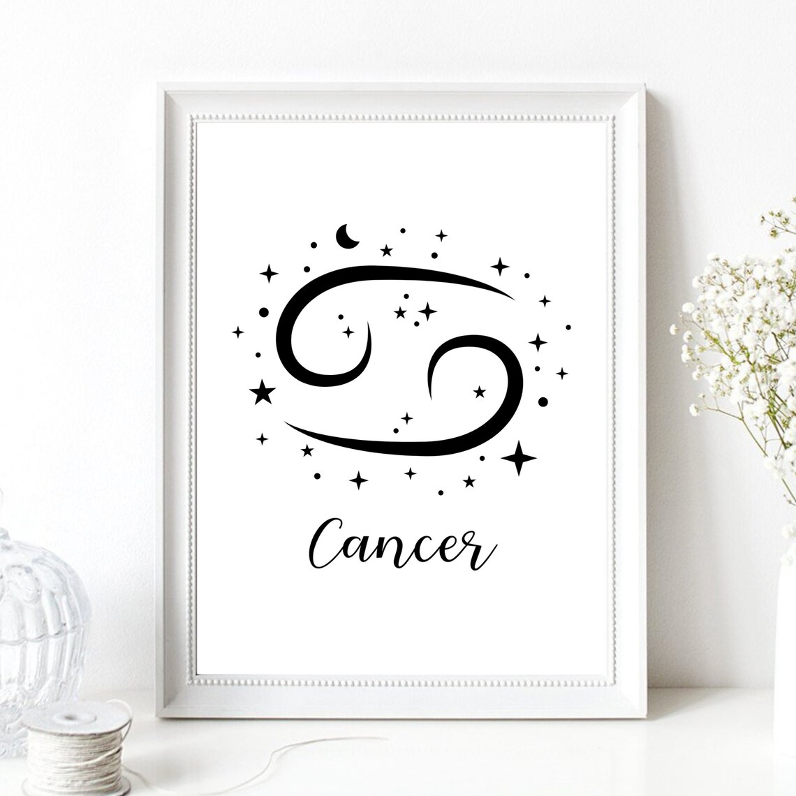 Cancer Zodiac Symbol Starry Script Celestial Astrology Wall Decor Poster - Image 2