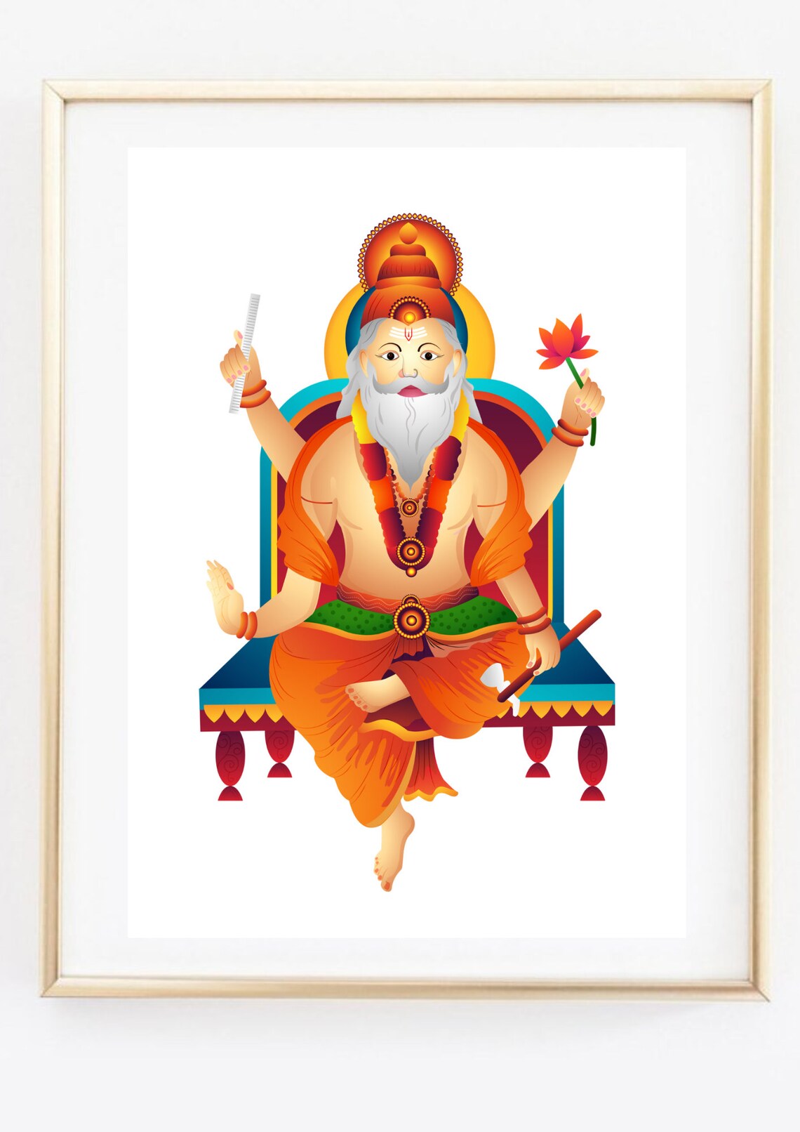 Lord Brahma Creator Hindu God Colorful Illustration Spiritual Wall Poster - Image 3