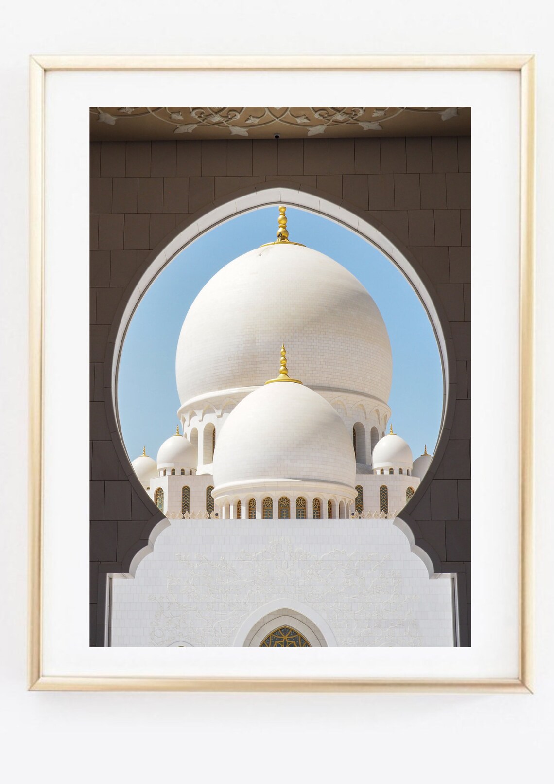 Sheikh Zayed Grand Mosque Abu Dhabi White Domes Archway Travel Poster - Image 2