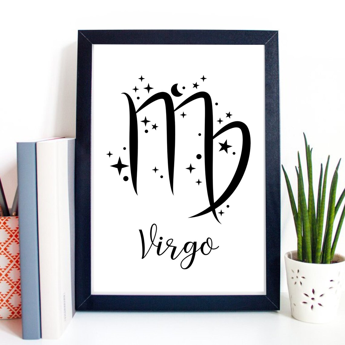 Virgo Zodiac Symbol Starry Script Celestial Astrology Wall Decor Poster
