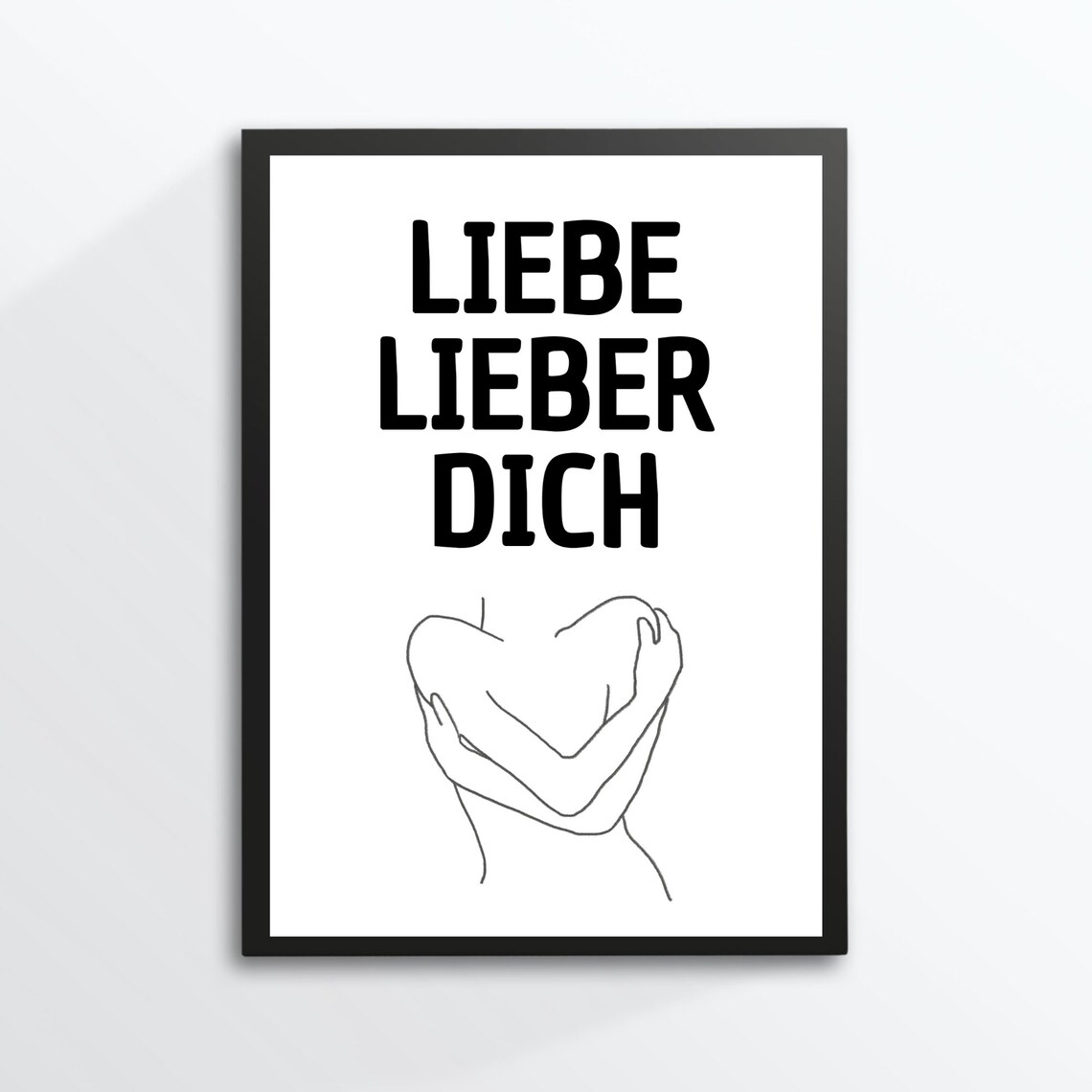 Self Love Hug Line Art German Quote Minimalist Motivational Wall Poster - Image 3
