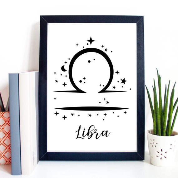 Din A4 Art Print Without Frame Zodiac Sign Libra Horoscope Libra Astrology Stars Gift Print Poster Picture