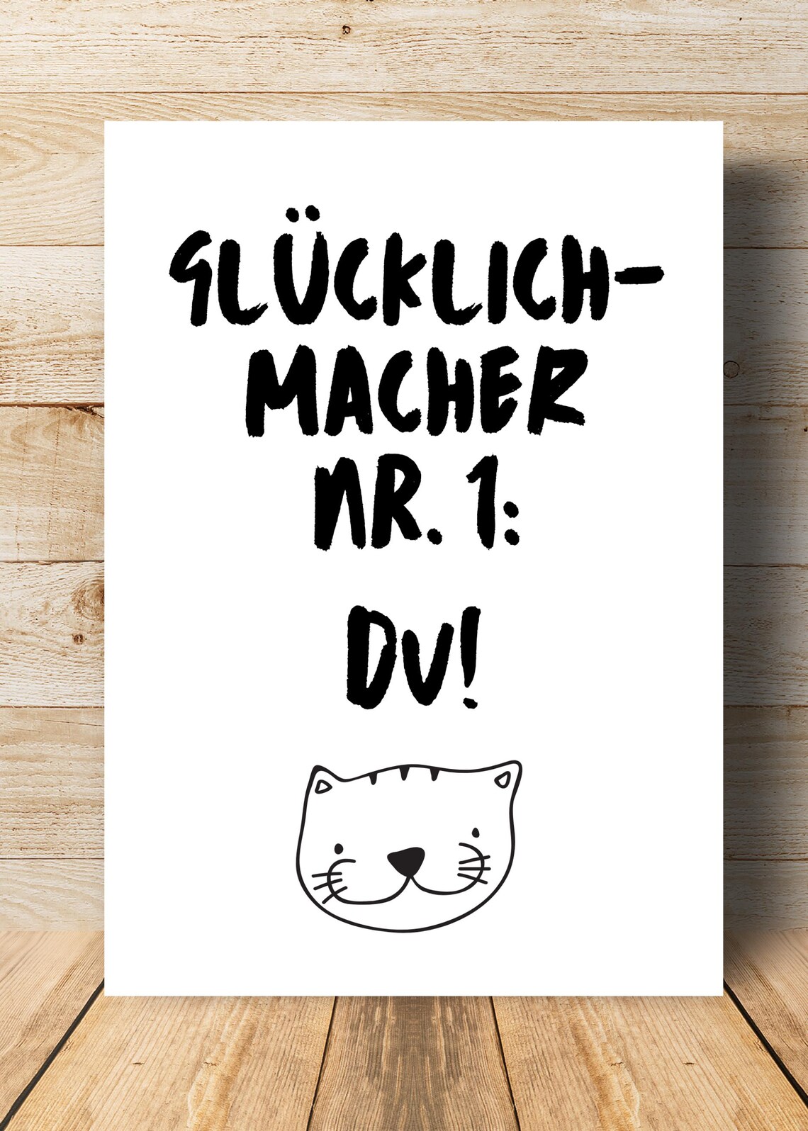 Gluecklichmacher Nr 1 Du German Love Quote Cute Cat Face Art Poster - Image 3