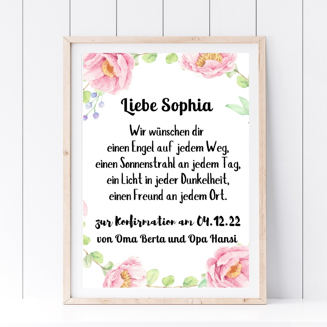 Din A4 Art Print Without Frame Wishes Life Path Personalized Gift Baptism Communion Confirmation Saying Birth Grandparents Aunt Uncle