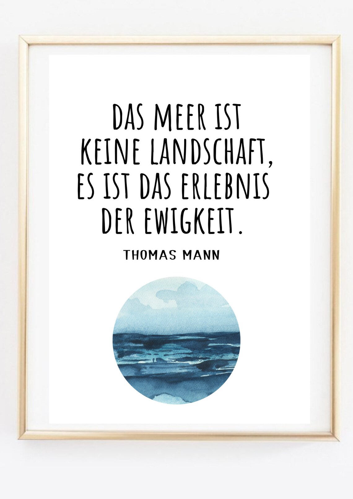 Thomas Mann Sea Quote German Typography Blue Ocean Watercolor Art Poster - Image 3