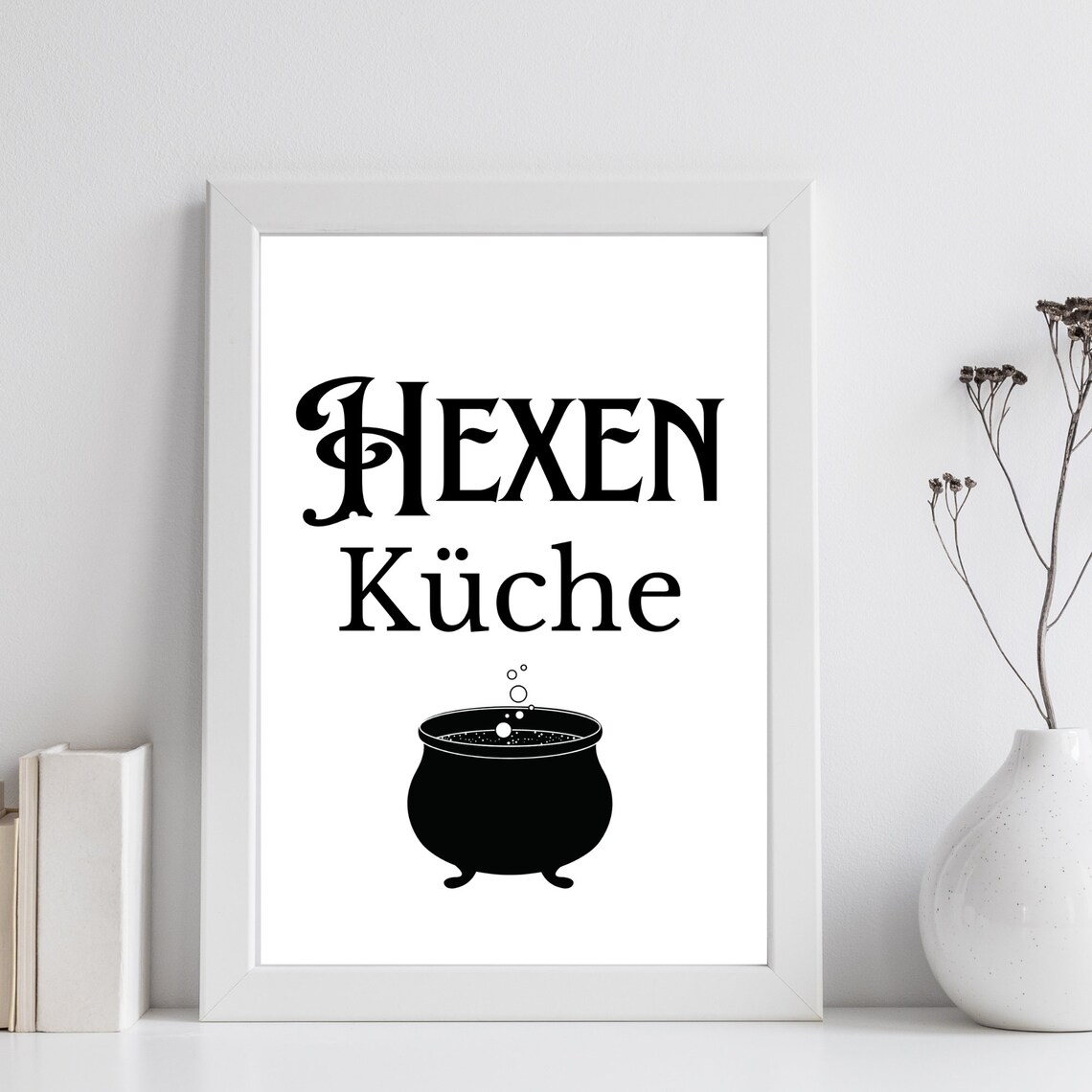Din A4 Art Print Without Frame Saying Witchs Kitchen Witchs Cauldron Kitchen Dining Room Cooking Print Poster Picture