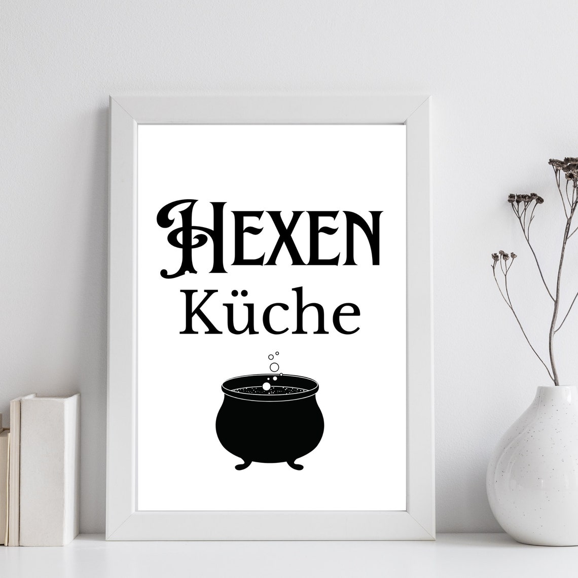 Hexenkueche Witch Kitchen Funny German Quote Cauldron Wall Art