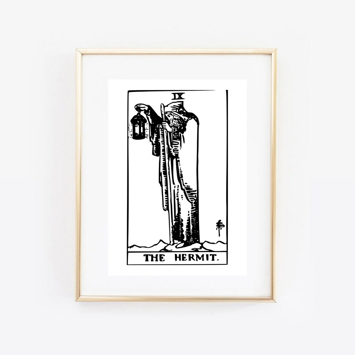 The Hermit Tarot Card IX Rider Waite Mystic Esoteric Black Art Poster - Image 3