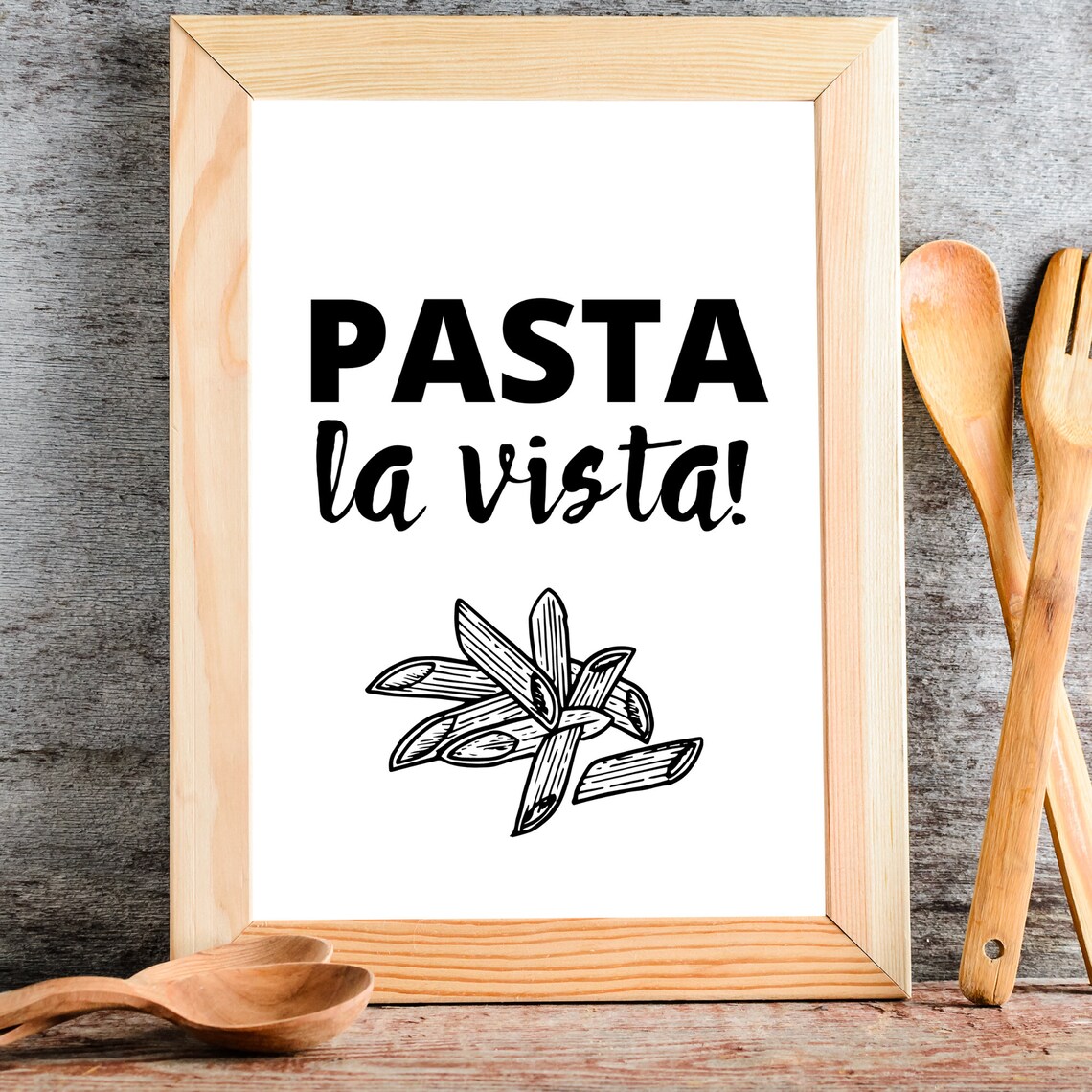 Pasta La Vista Funny Italian Food Quote Penne Kitchen Wall Art - Image 3