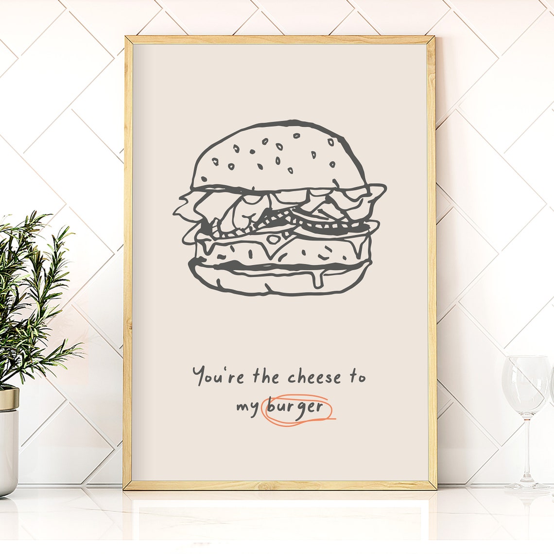 Cheeseburger Food Poster, Modern Kitchen Wall Art - Image 4