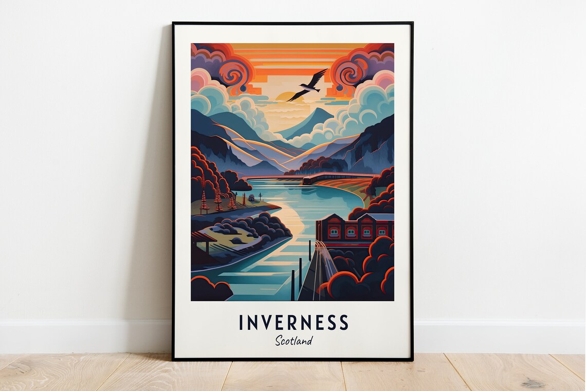 Loch Ness Travel Print Wall Art Inverness Scotland City Print Loch Ness Travel Gift Loch Ness Poster Travel Gift