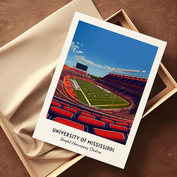 University Of Mississippi Stadium Print College Dorm Print Vaught Hemingway Stadium Print College Football Print Gift Dorm Decor