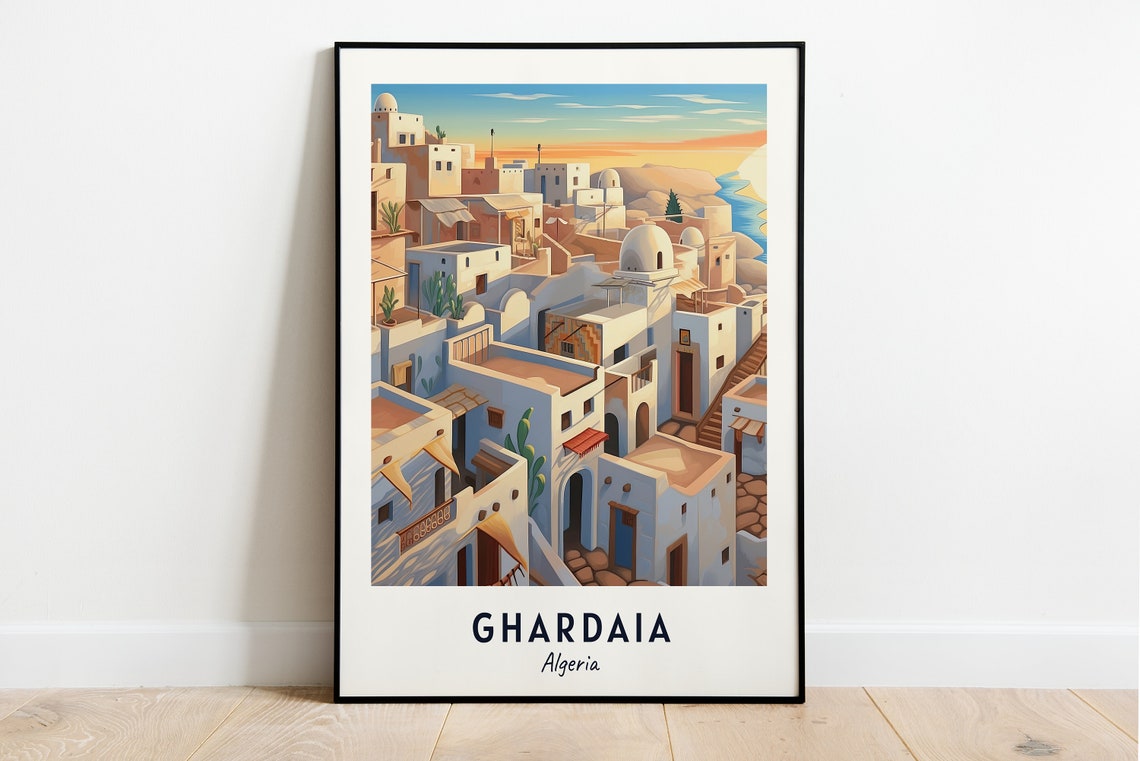 Ghardaia Algeria Whitewashed Mzab Valley Old Town Sunset Poster