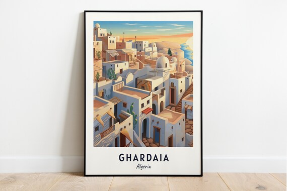 Ghardaia Algeria Whitewashed Mzab Valley Old Town Sunset Poster