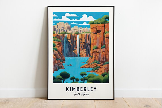 Kimberley Waterfall Canyon Red Cliffs Desert Oasis Travel Poster