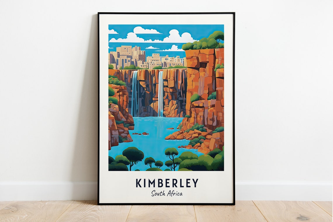 Kimberley Waterfall Canyon Red Cliffs Desert Oasis Travel Poster