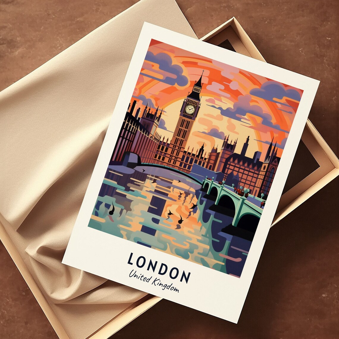 London United Kingdom Travel Poster, Big Ben - Image 3