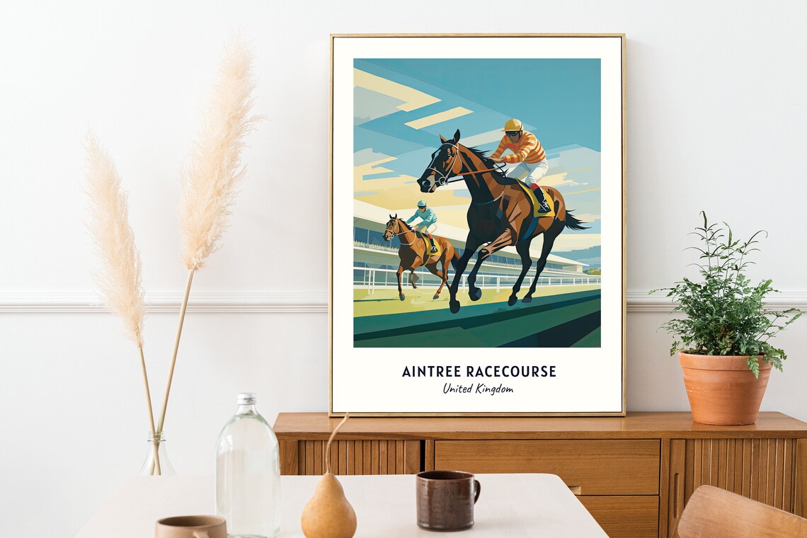 Aintree Racecourse Horse Racing Jockeys Action Sports Poster - Image 2