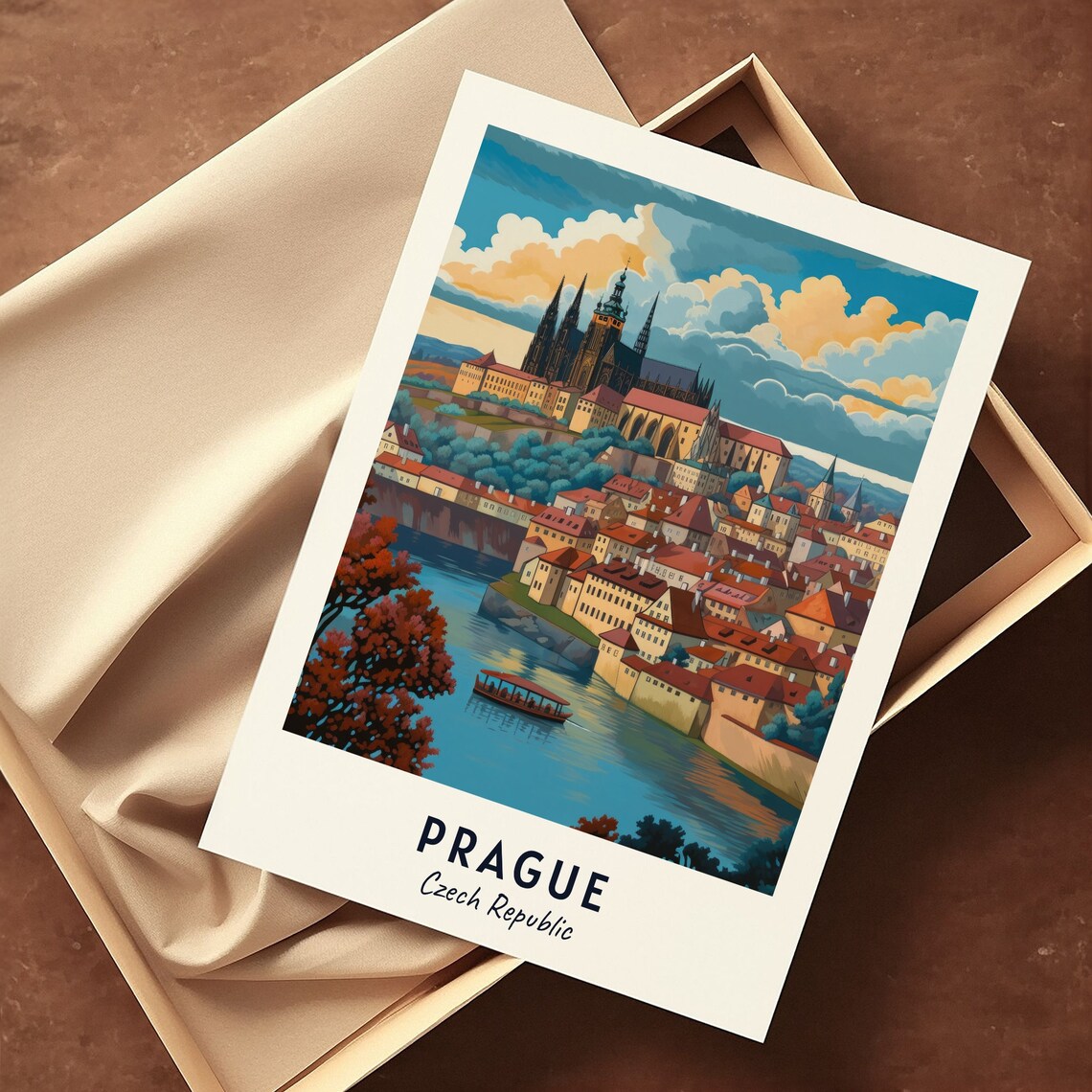 Prague Castle and Old Town Over the River Prague Czech Republic Poster - Image 3