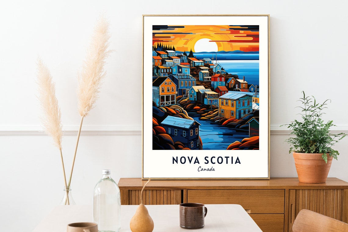 Nova Scotia Canada Colorful Fishing Village At Sunset Poster - Image 2