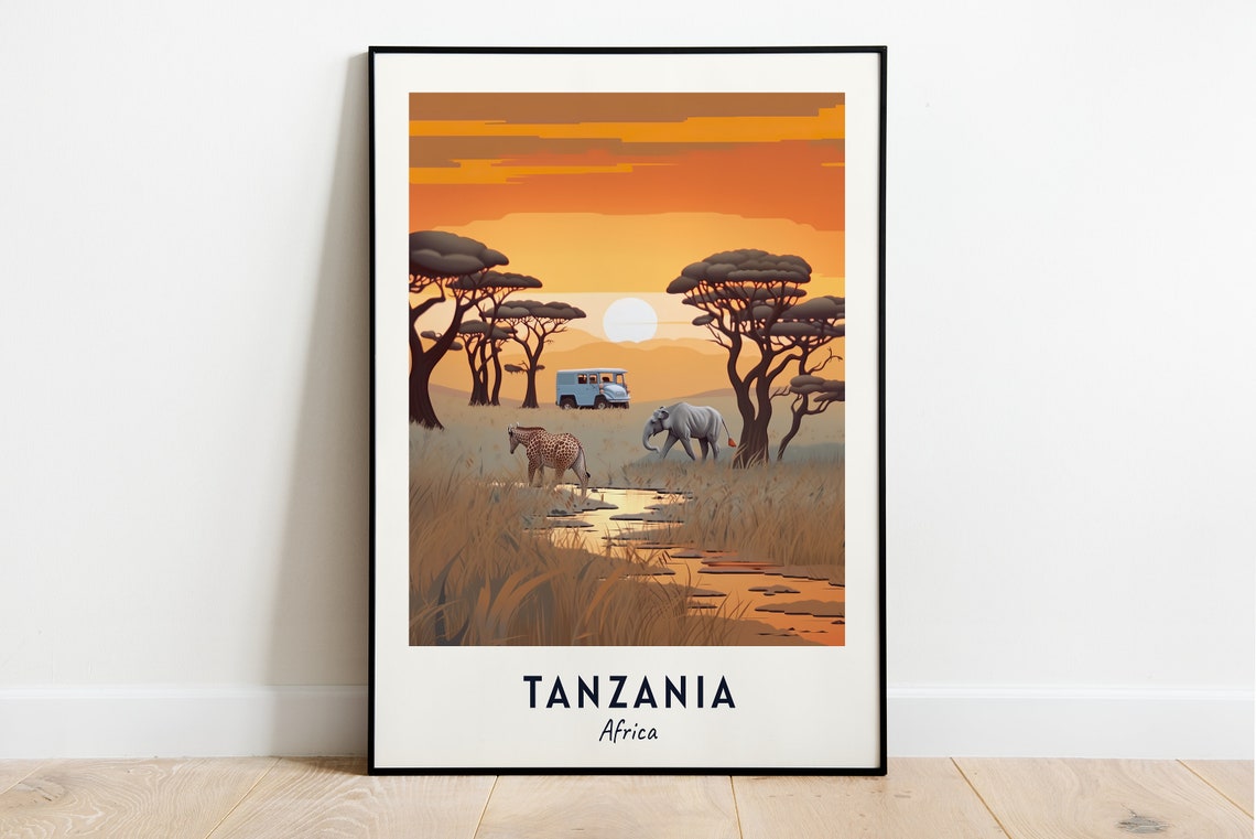 Tanzania Travel Print Wall Art Tanzania Africa City Print Tanzania Travel Gift Tanzania City Poster Travel Gift