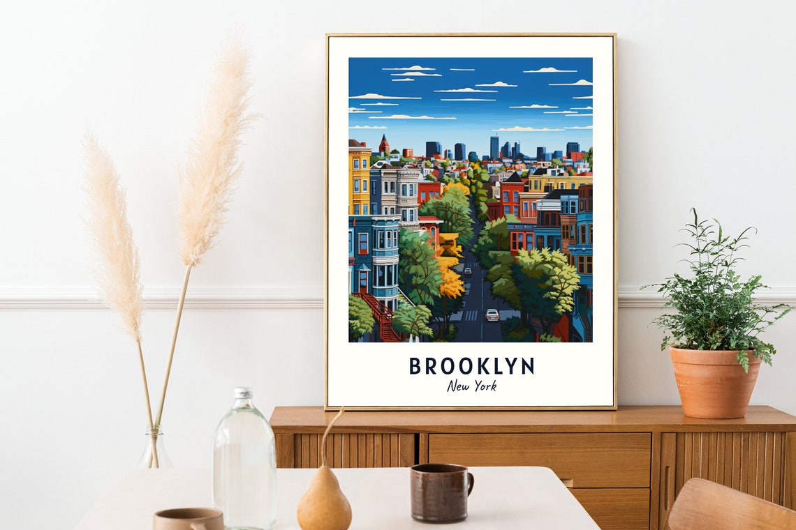 Brooklyn Brownstone Street Tree-Lined New York Travel Poster - Image 2